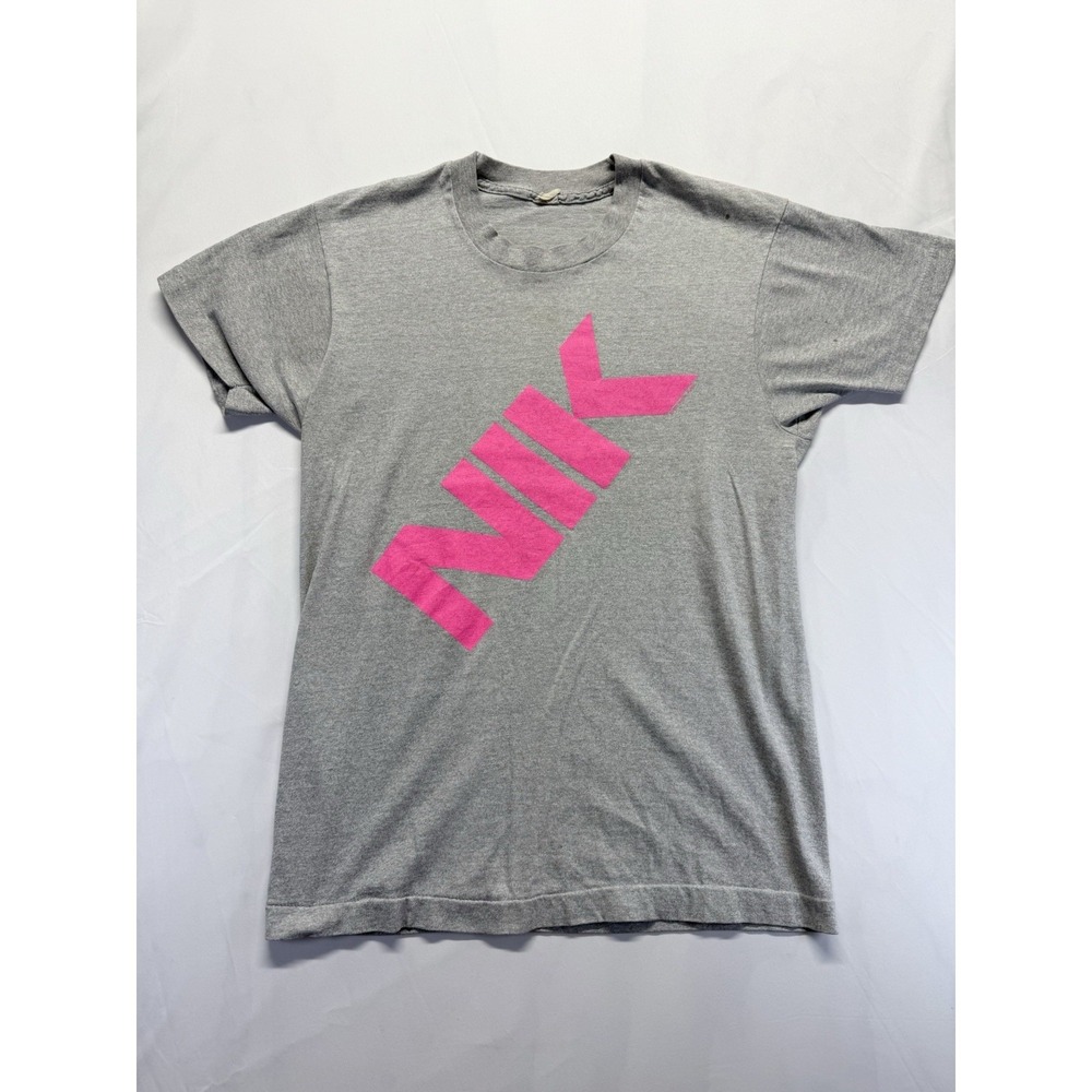 Vintage 80s Single Stitch NIK Kershaw T Shirt Small Gray Pink Graphic‎ Tee